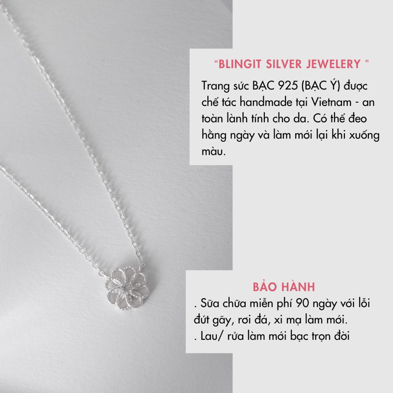 Dây chuyền bạc nữ BLINGIT mặt hoa cúc dịu dàng lâp lánh - BIVC219