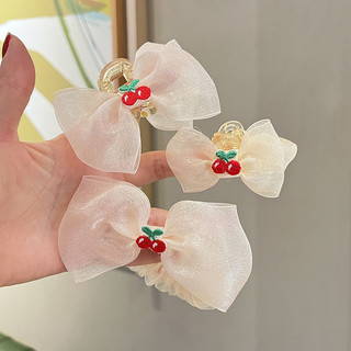 Kẹp và cột tóc voan cherry tiểu thư cho bé gái