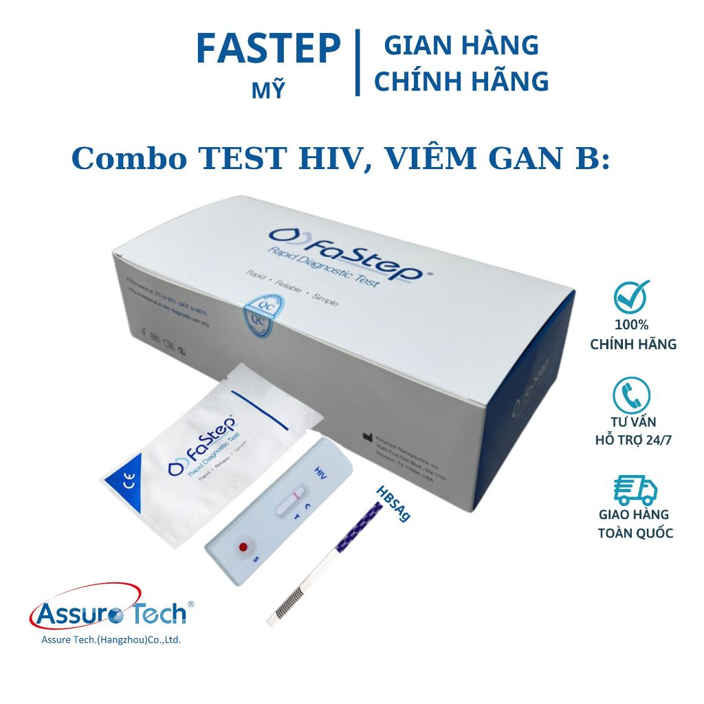 [HỎA TỐC] [CHE TÊN]ComBo 2 LOẠI TEST Test HIV, Viêm Gan B Fastep USA Mỹ.Kết quả chính xác 99.9% test nhanh tại nhà