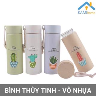 Bình nước thủy tinh (Nhiều mẫu) nắp chống tràn 350m KM20021