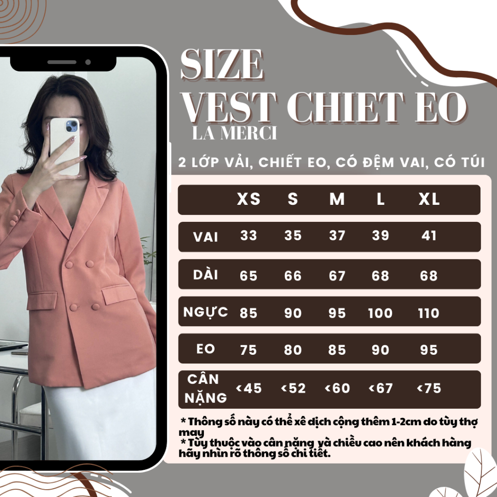 [CHIẾT EO] ÁO VEST NỮ ÁO BLAZER  Đệm vai, nút bọc, form chuẩn đi làm đi chơi LB03