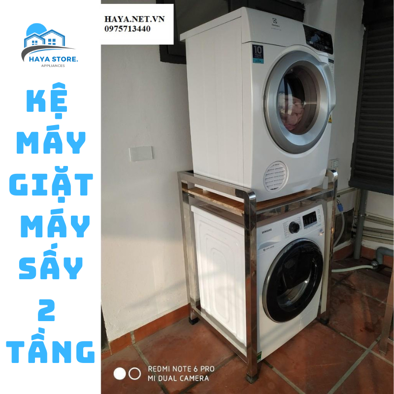 Kệ máy giặt, máy sấy 2 tầng chịu tải đến 300KG, phù hợp các loại máy giặt, máy sấy - Bảo hành 2 năm