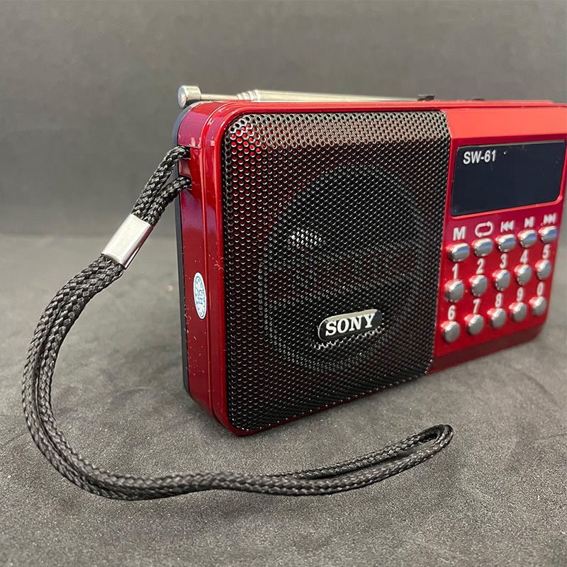 Đài radio FM SW 61 hỗ trợ cắm tai nghe 3.5mm - USB - Thẻ nhớ TF - Loa SW-61 chạy pin sạc âm thanh Hi-Fi