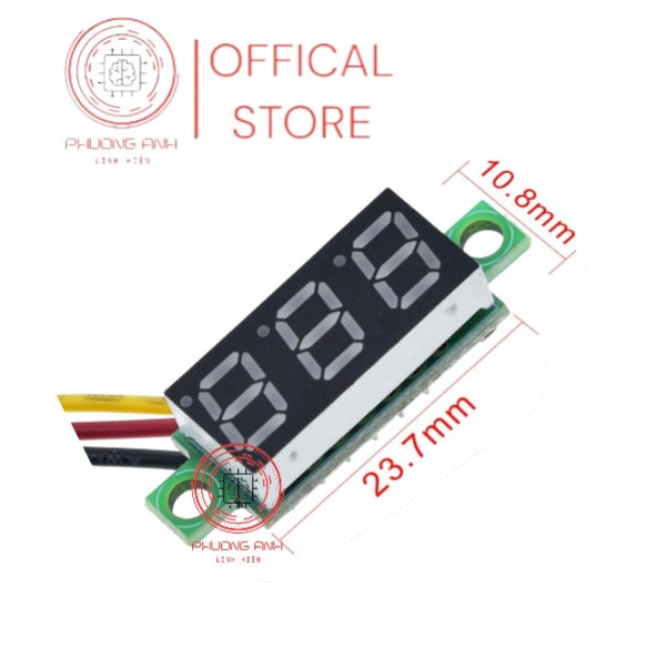Vôn kế Mini 3 dây màn hình LED 0.28inch DC 0 -100V chất lượng cao, giá Rẻ
