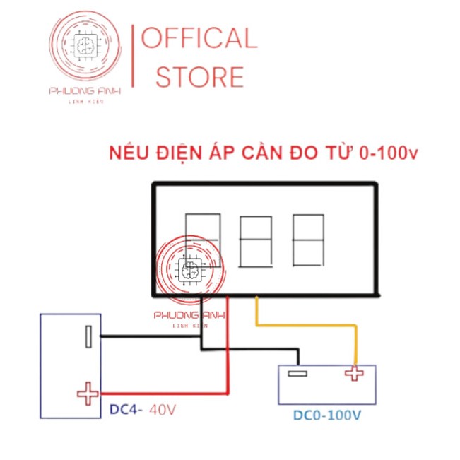 Vôn kế Mini 3 dây màn hình LED 0.28inch DC 0 -100V chất lượng cao, giá Rẻ