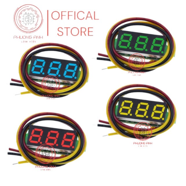 Vôn kế Mini 3 dây màn hình LED 0.28inch DC 0 -100V chất lượng cao, giá Rẻ