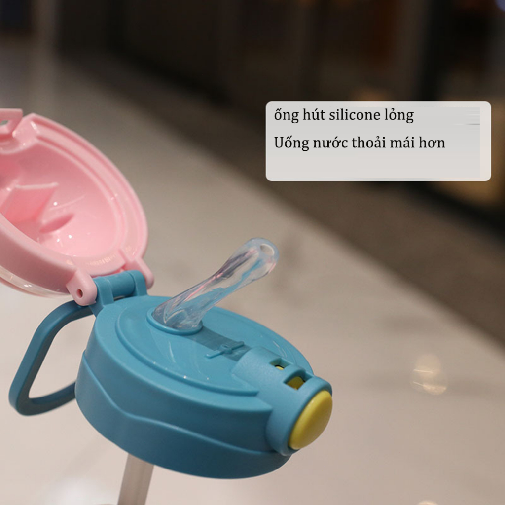 Jack 2023 Mới 550ml Phim hoạt hình dễ thương Cốc nước trẻ em với ống hút và dây nâng