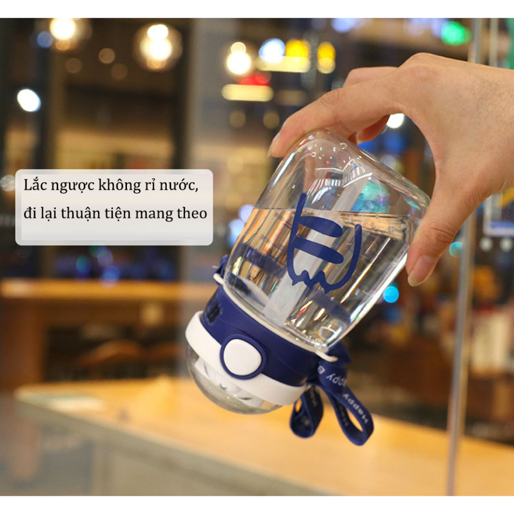 Jack 2023 Mới 550ml Phim hoạt hình dễ thương Cốc nước trẻ em với ống hút và dây nâng