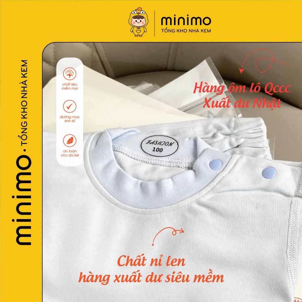 Đồ bộ thu đông trẻ em  nhà Minimo, Bộ dài tay thu đông cho bé, khách chọn màu shop giao hình in ngẫu nhiên