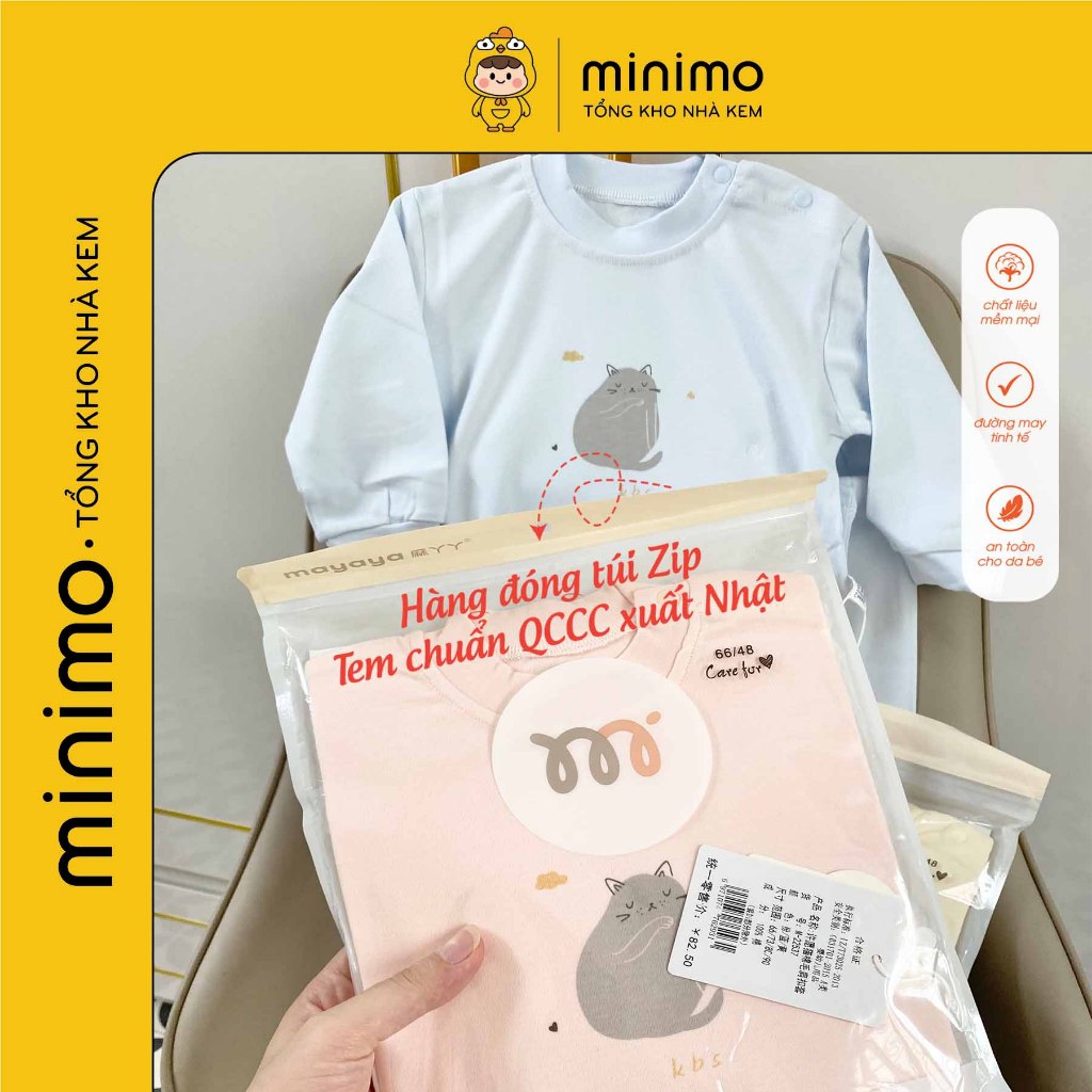 Đồ bộ thu đông trẻ em  nhà Minimo, Bộ dài tay thu đông cho bé, khách chọn màu shop giao hình in ngẫu nhiên