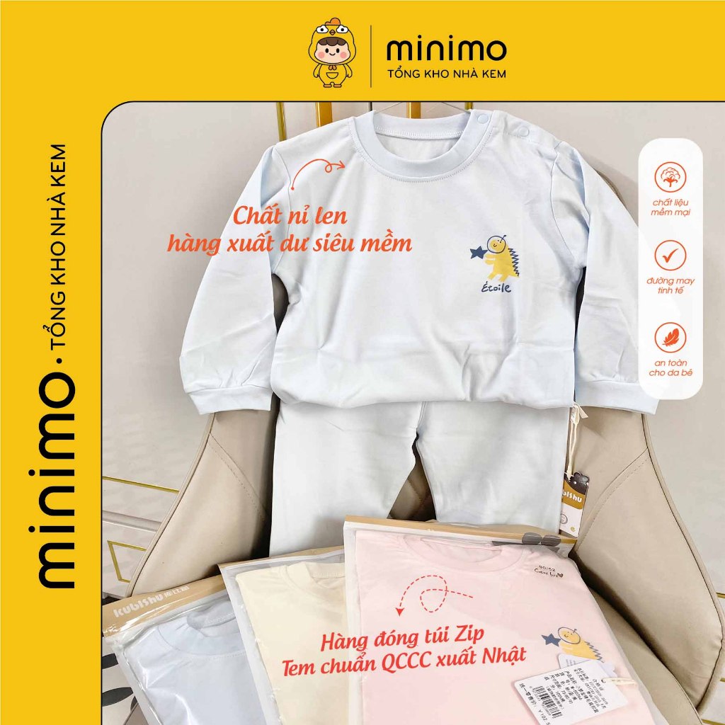 Đồ bộ thu đông trẻ em  nhà Minimo, Bộ dài tay thu đông cho bé, khách chọn màu shop giao hình in ngẫu nhiên