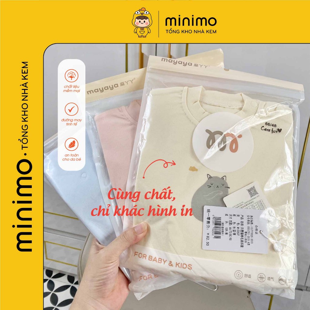 Đồ bộ thu đông trẻ em  nhà Minimo, Bộ dài tay thu đông cho bé, khách chọn màu shop giao hình in ngẫu nhiên
