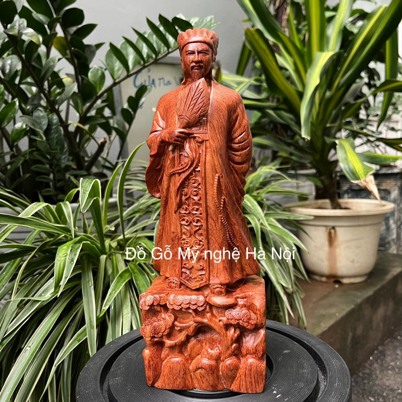 Tượng khổng minh gia cát lượng gỗ hương cao 40 cm