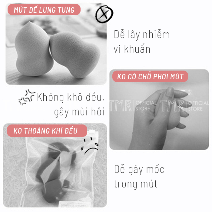 Giá Đỡ Mút Trang Điểm Dạng Xoắn Ốc TMR 3 Màu Giúp Mút Khô Thoáng Sạch Sẽ Decor Góc Bàn Trang Điểm