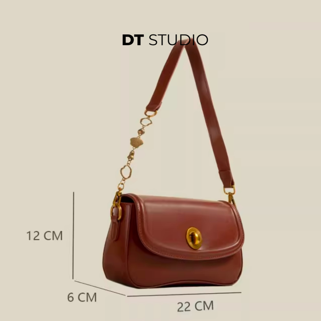 Túi xách nữ túi đeo vai đeo chéo 2 quai khoá xoay vintage da mềm DTSTUDIO DT019