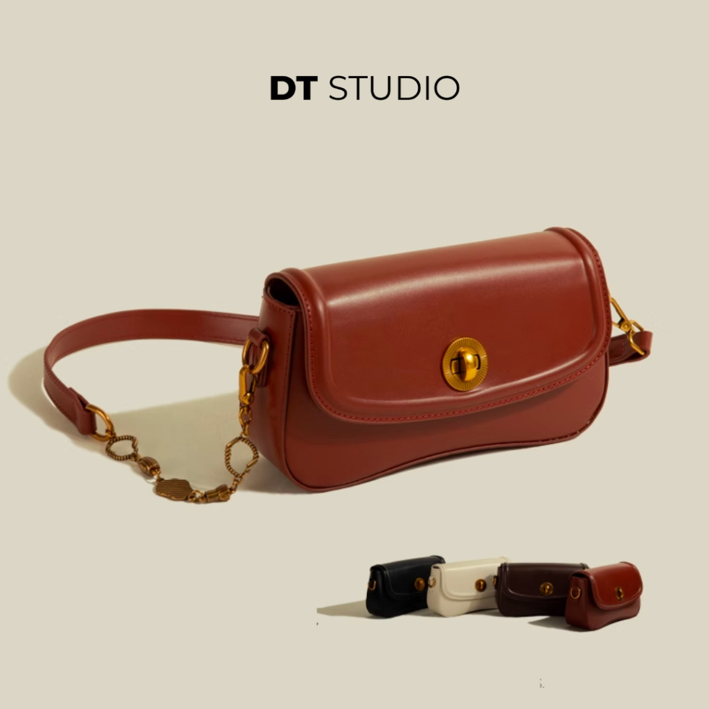 Túi xách nữ túi đeo vai đeo chéo 2 quai khoá xoay vintage da mềm DTSTUDIO DT019
