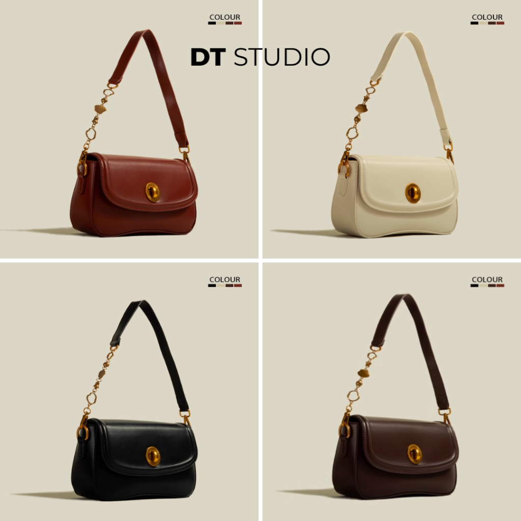 Túi xách nữ túi đeo vai đeo chéo 2 quai khoá xoay vintage da mềm DTSTUDIO DT019