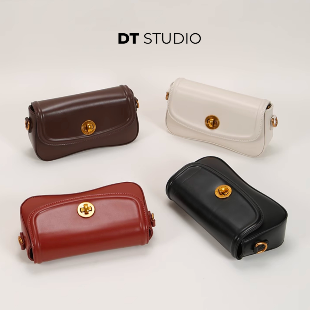 Túi xách nữ túi đeo vai đeo chéo 2 quai khoá xoay vintage da mềm DTSTUDIO DT019