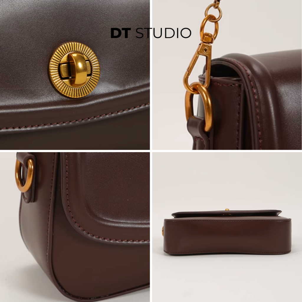 Túi xách nữ túi đeo vai đeo chéo 2 quai khoá xoay vintage da mềm DTSTUDIO DT019