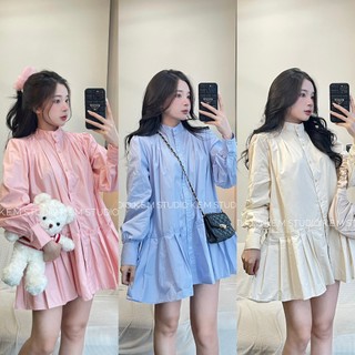 Váy sơ mi baby dáng xoè, váy dáng xuông dáng xoè cực đẹp cực xinhh / Kem.Studio