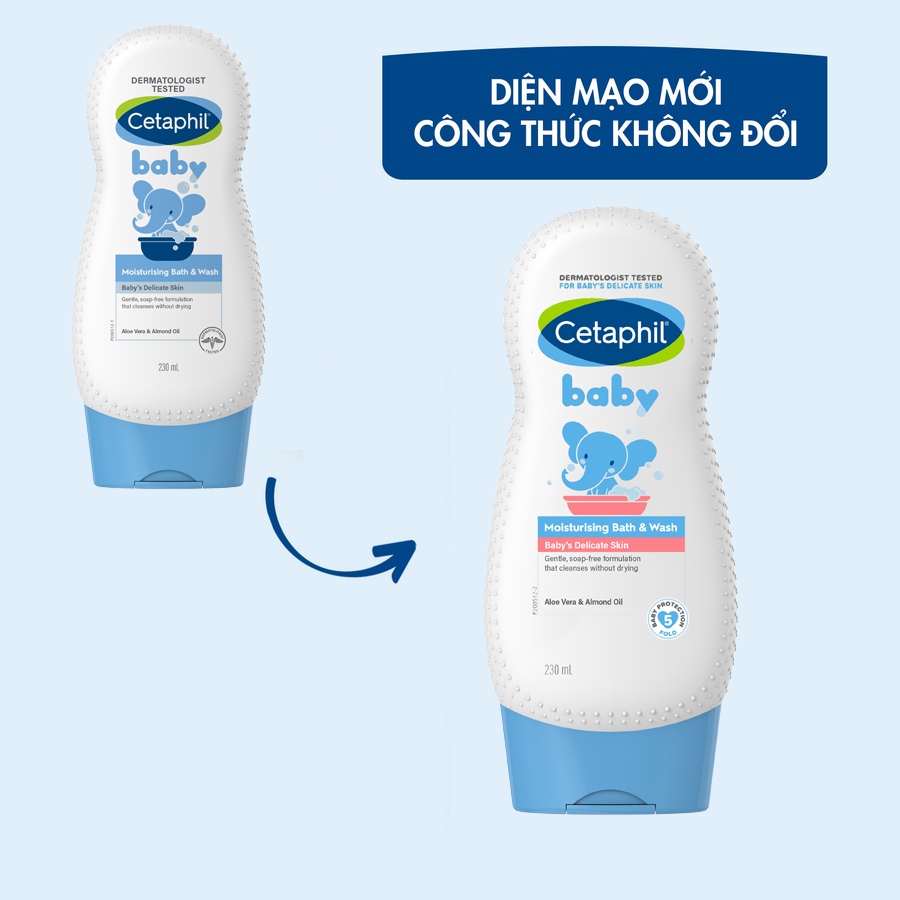 Sữa tắm dưỡng ẩm dịu lành cho bé CETAPHIL BABY MOIST BATH & WASH 230ML