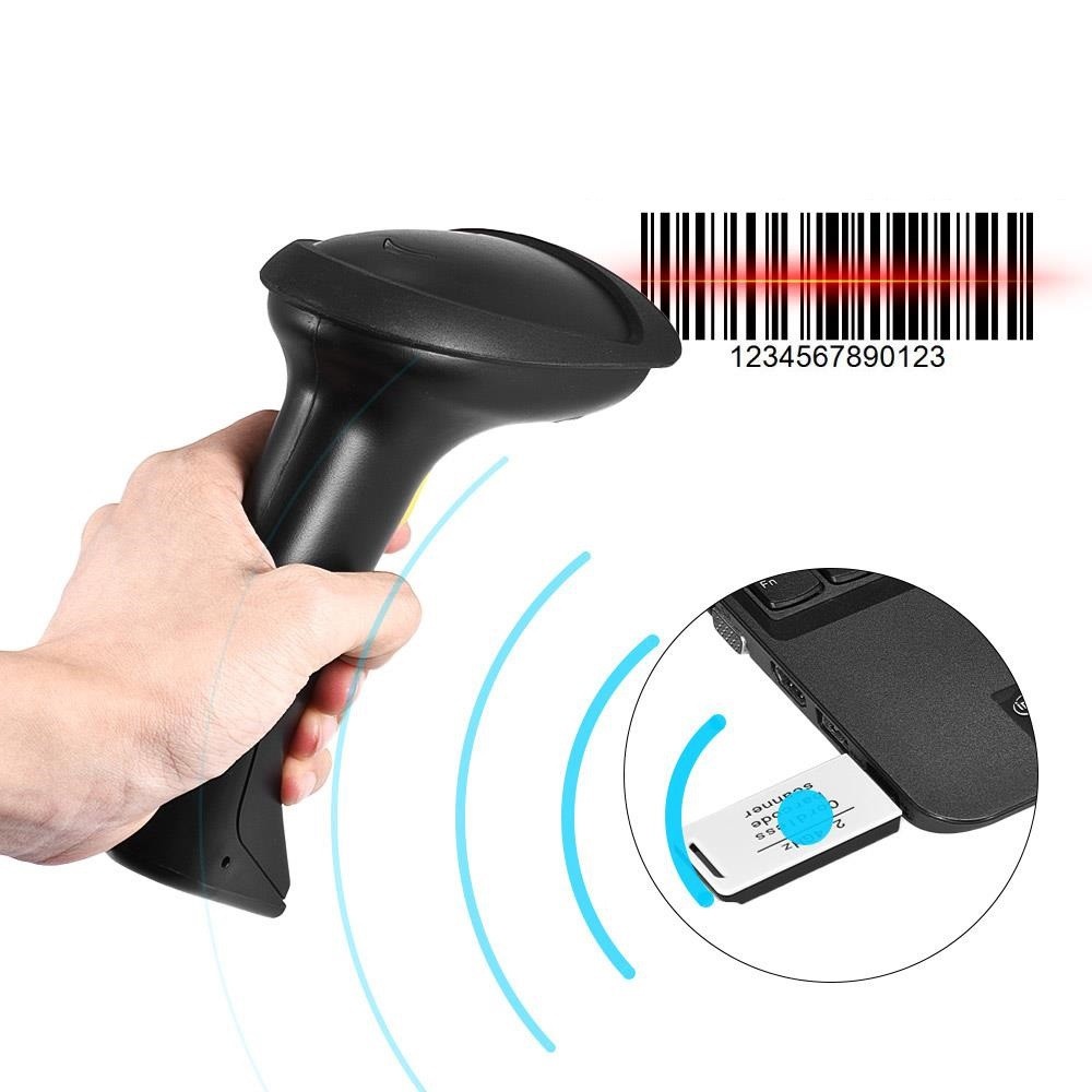 Máy Bắn Mã Vạch Cầm Tây Không Dây Kết Nối Bluetooth Quét Mã Vạch Đa Tia Mã 1D, Mã QR