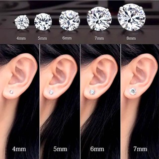 Bông tai bạc 925, Khuyên tai nam nữ hình nụ đá tròn nhiều size trang sức cao cấp DÂU SILVER