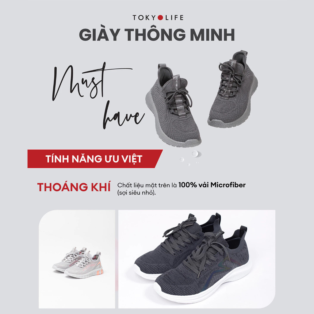 Giày thể thao NAM siêu nhẹ êm chân TOKYOLIFE năng động chất liệu vải dệt cao cấp thoáng khí C7SHO312L