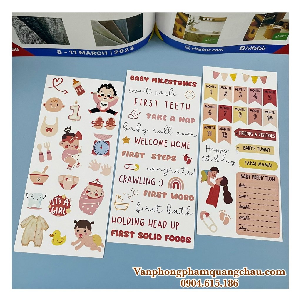 Sticker tự cắt dán HÀNH TRÌNH 1 TUỔI trang trí album/scrapbook MẸ VÀ BÉ