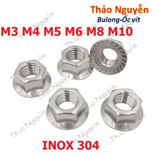 Set 10 đai ốc tán liền long đền chống xoay inox 304 m3 m4 m5 m6 m8 m10