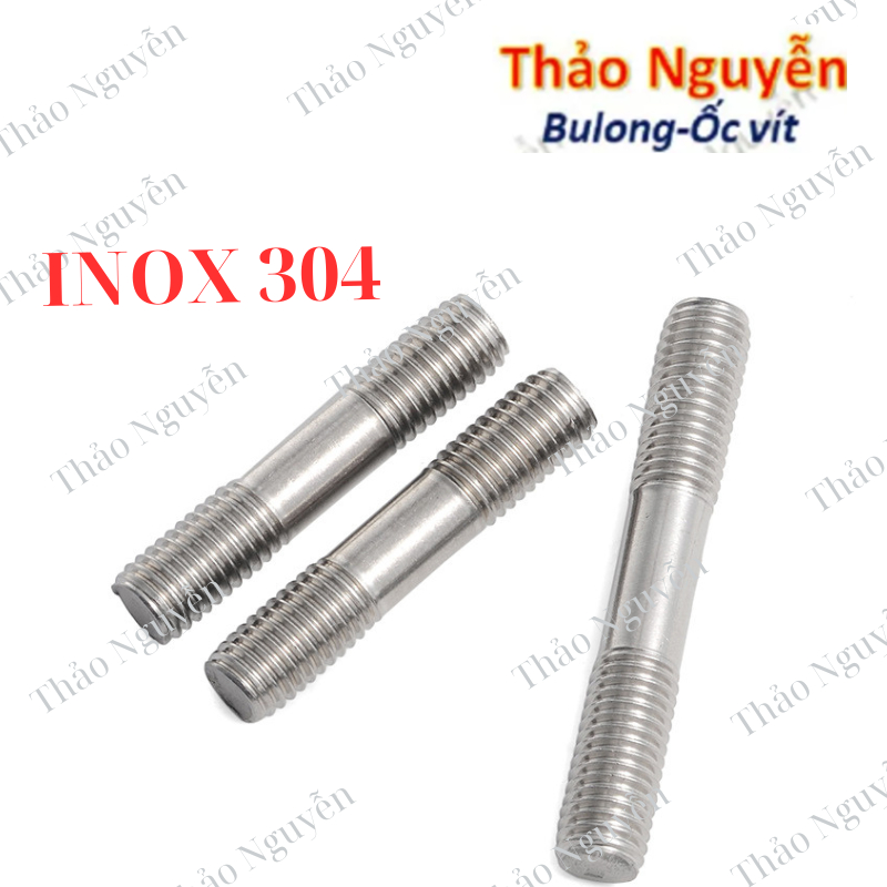 Bulong 2 đầu ren Inox 304 size M3 M4 M5 M6 M8 chiều dài 30mm-200mm