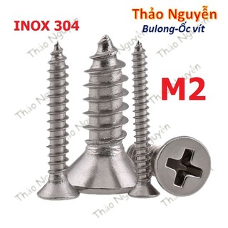 Vít răng thưa bắt gỗ đầu bằng, vít răng thưa size m2 inox 304