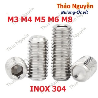 Ốc vít lục giác inox 304 m3, m4, m5, m5, m6, m8 - bu lông lục giác chìm không đầu, vít cấy, vít trí