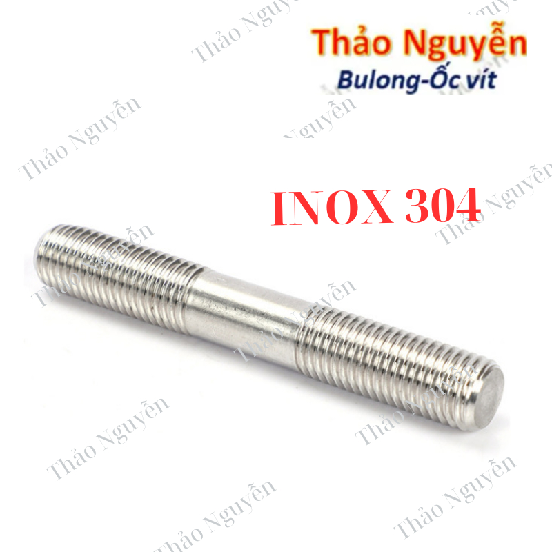 Bulong 2 đầu ren Inox 304 size M3 M4 M5 M6 M8 chiều dài 30mm-200mm