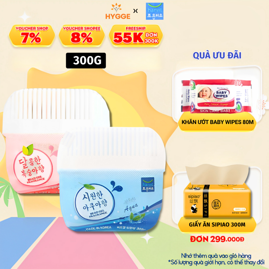 Sáp Thơm Phòng Hanvit Nhà Vệ Sinh Tủ Quần Áo Ô Tô Phòng Ngủ Khử Mùi 300g