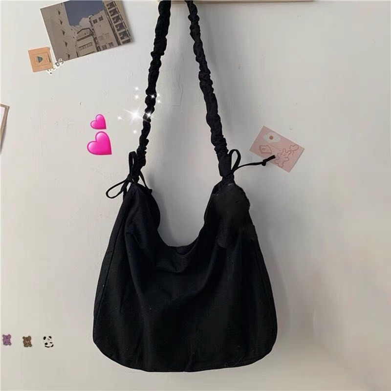 Túi đeo chéo chun dây trơn suông phong cách vintage - Túi đựng đồ form unisex thiết kế basic phong cách đường phố