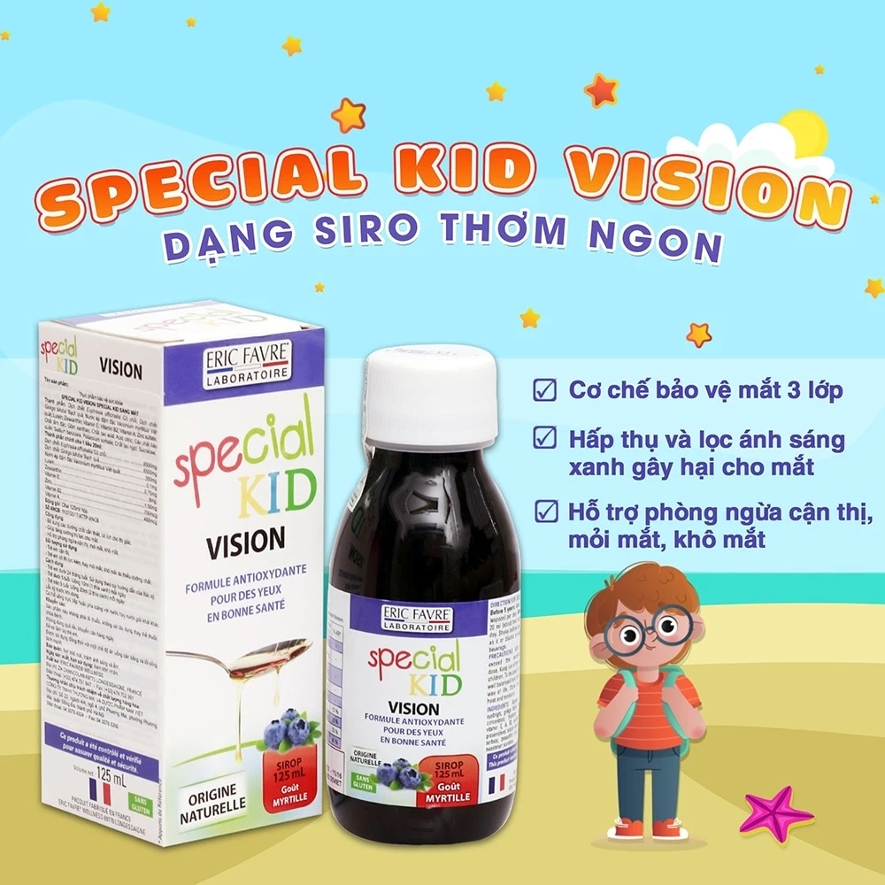 Siro Bổ Mắt Cho Bé Special Kid Vision Giúp Tăng Cường Thị Lực, Giảm Khô Mắt, Mỏi Mắt (Hộp 125ml)