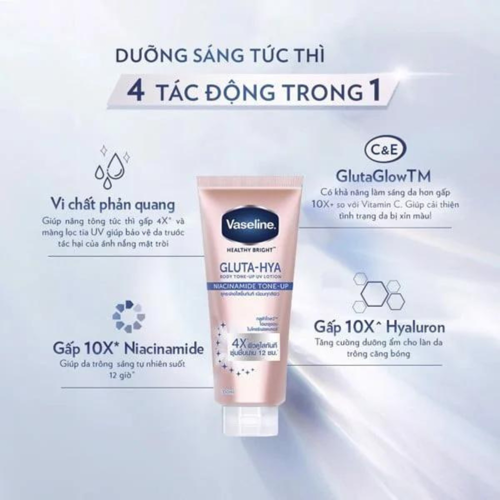 Sữa dưỡng thể nâng tông Vaseline Thái 4x Healthy Bright Body Tone - Up 300ml