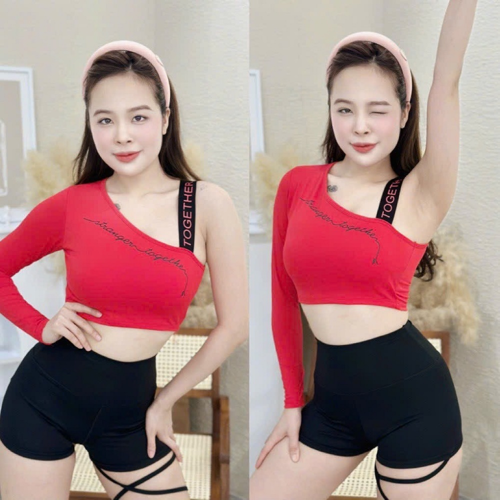 Áo Bra Dai Tay Một Bên Chất Thun Cực Xinh