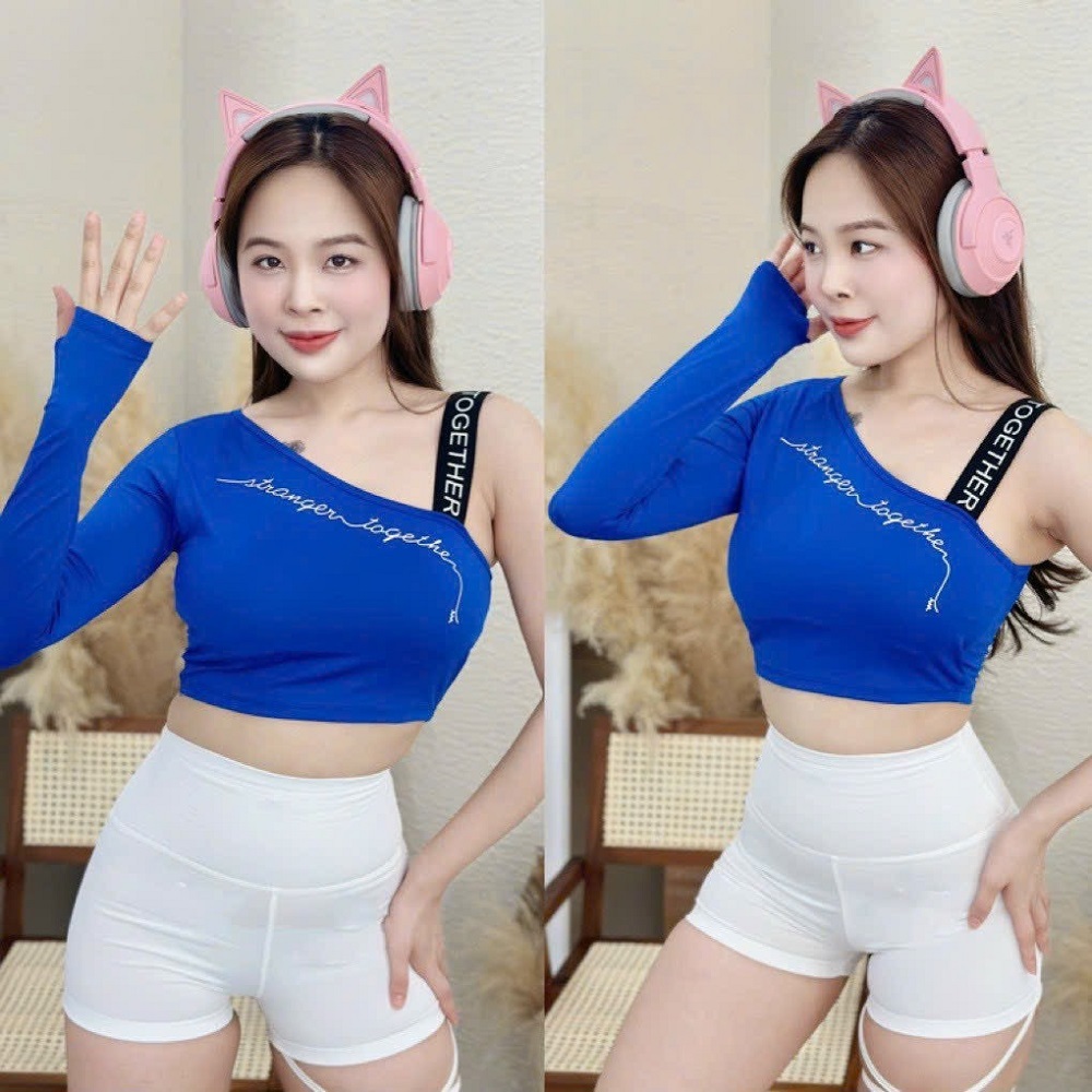 Áo Bra Dai Tay Một Bên Chất Thun Cực Xinh
