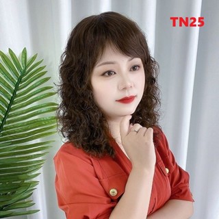 Tóc giả nữ xoăn trung niên TN25, tặng lưới chụp ( sỉ 110k)