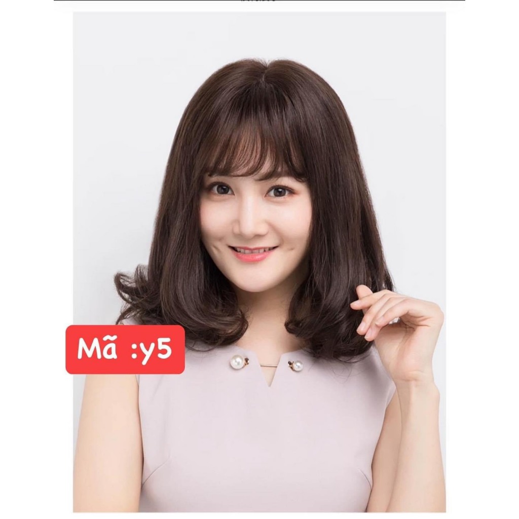 Tóc giả nữ xoăn trung niên TN22, tặng lưới chụp