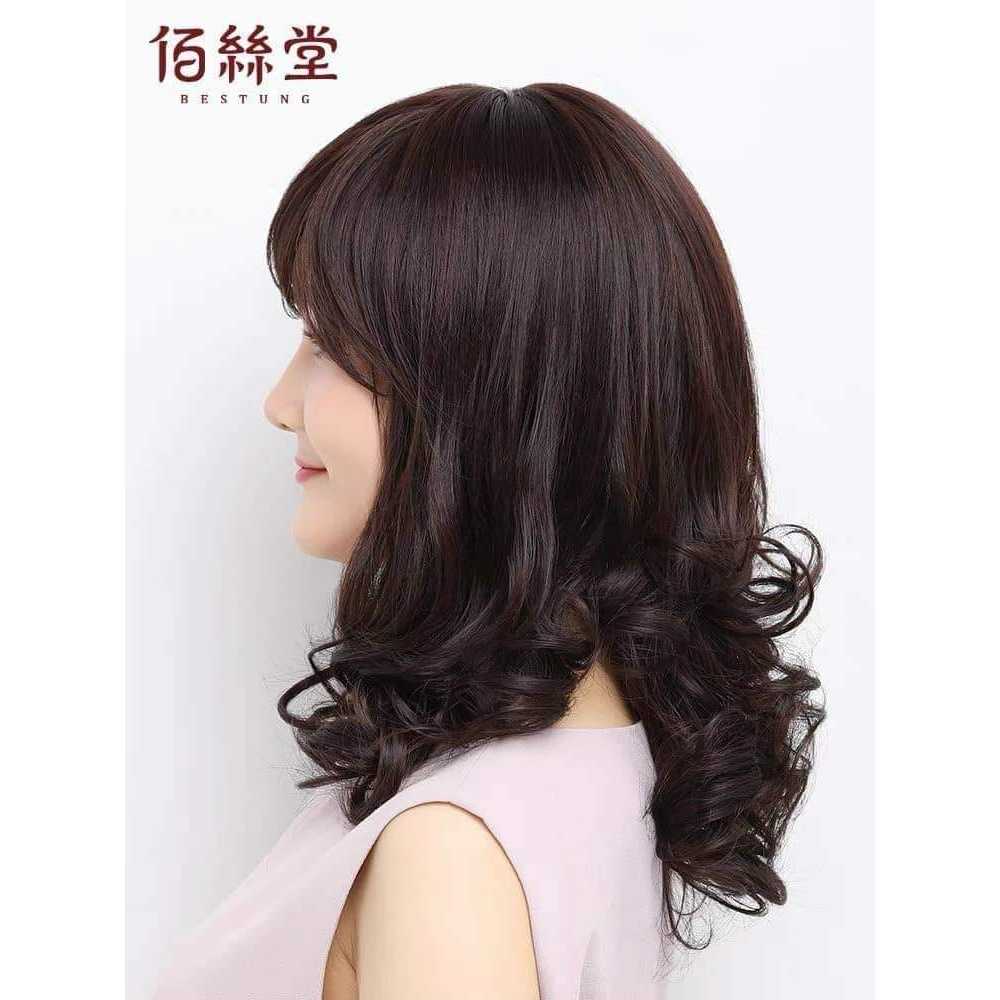 Tóc giả nữ xoăn trung niên TN22, tặng lưới chụp