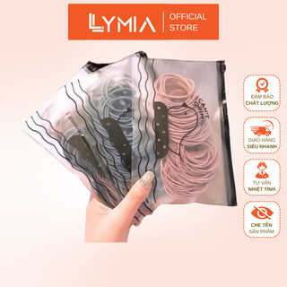 Set 100 chun buộc tóc lymia trộn màu kèm túi zip