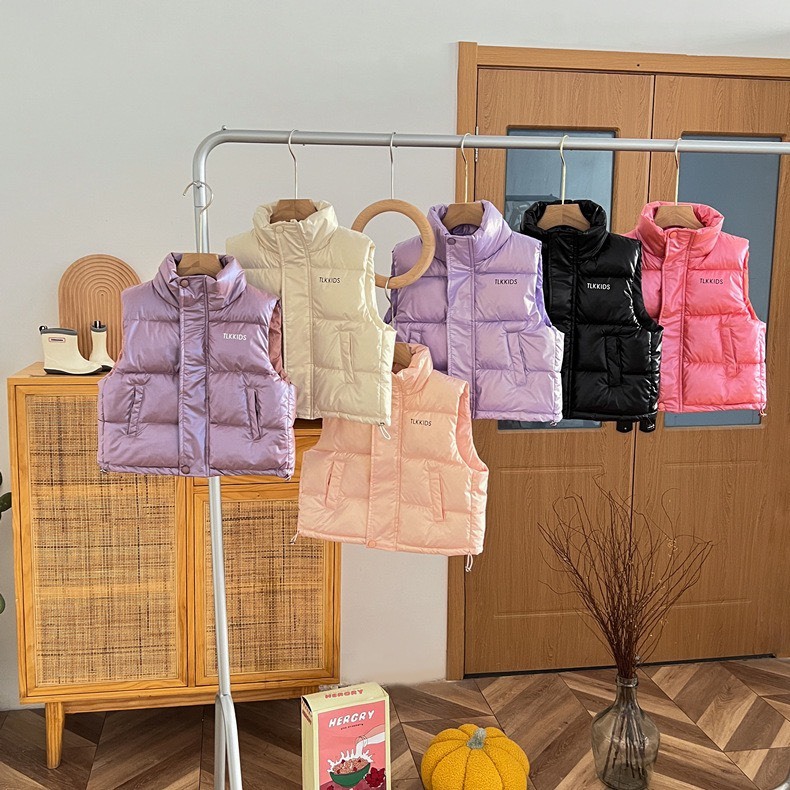 Áo khoác gile phao cổ cao nhiều màu có khóa kéo siêu nhẹ hàng chuẩn QCCC cho bé từ 12-30kg SAM BABY