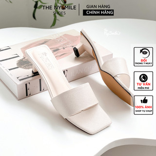 Guốc lê nữ 3p công sở, guốc lê bản ngang, gót thấp - thenysmile - pudinn