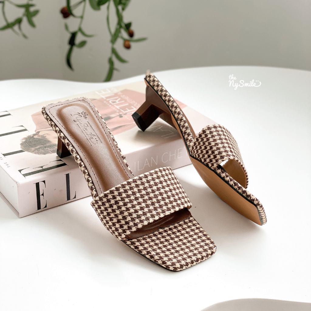 Guốc lê nữ 3P công sở, guốc lê bản ngang, gót thấp - THENYSMILE - PUDINN