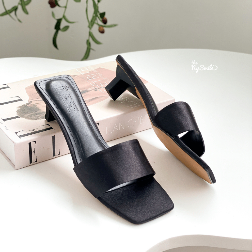 Guốc lê nữ 3P công sở, guốc lê bản ngang, gót thấp - THENYSMILE - PUDINN