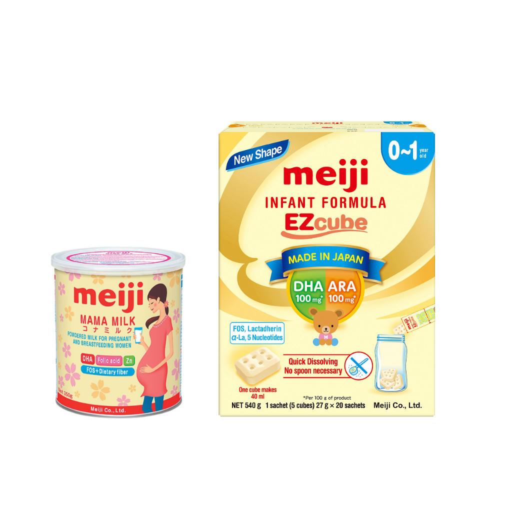 Combo Sữa Meiji Mama Milk (350g) và Sữa dạng thanh Meiji Infant Formula EZcube (540g)