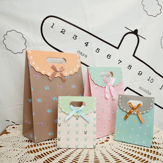 Túi giấy đựng quà sinh nhật, loại có nắp gắn nơ xinh xắn hoặc trong suốt đựng hoa gấu bông MIUSHOP l